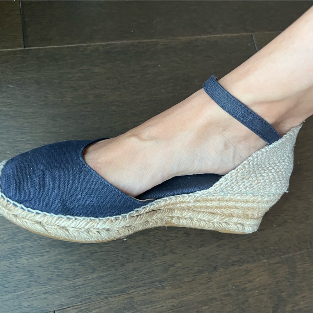 Blue Espadrille Wedge Sandals